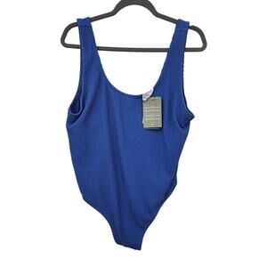 New NWT H&M Crinkle Ribbed One Piece Swimsuit‎ Blue XL